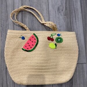 Crewcuts straw bags with fruits pattern